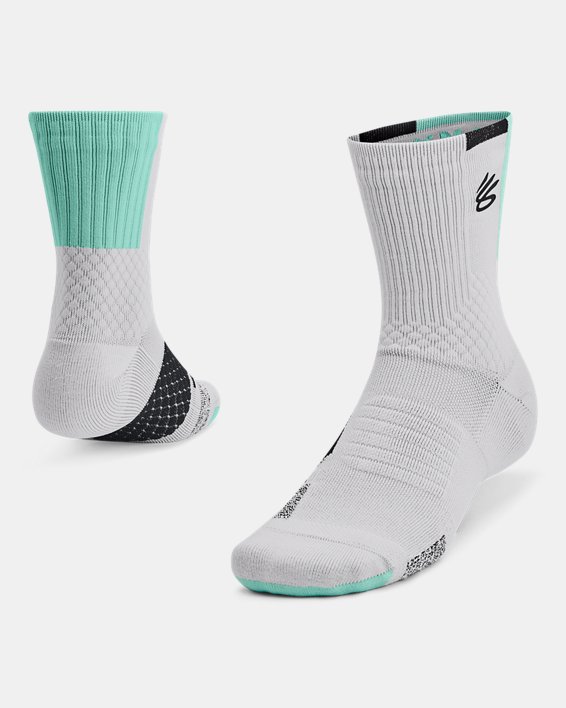Unisex Curry ArmourDry™ Playmaker Mid-Crew Socks in Gray image number 0
